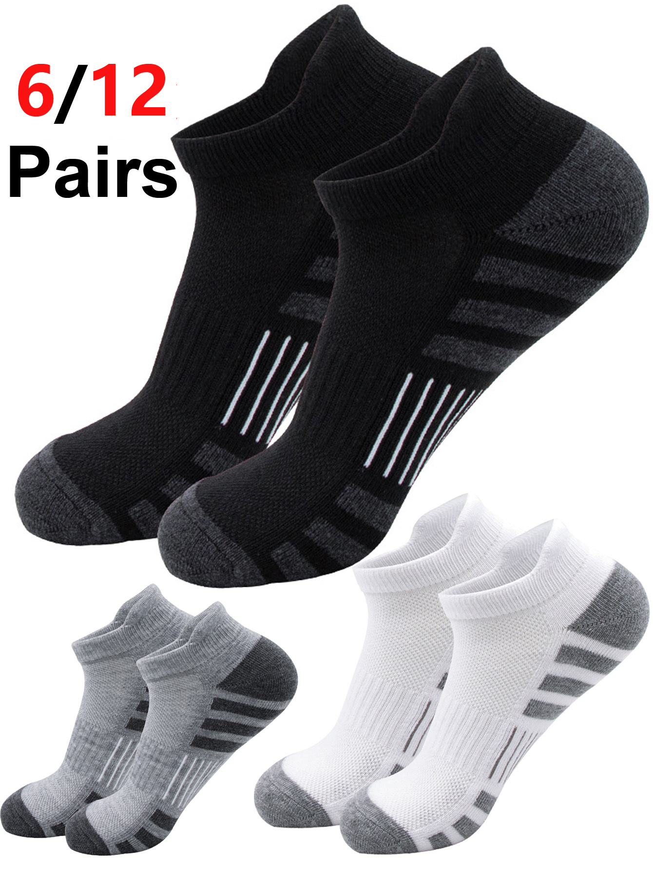 6/12Pairs Low Cut Ankle Athlet – обзор и цена Athletic Sock Cushion