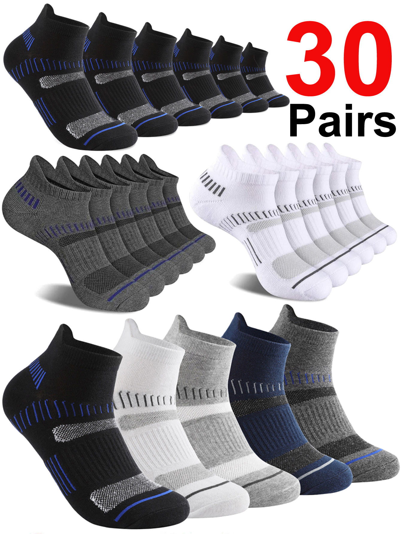 30 Pairs Ankle Socks Men Athle – обзор и цена Ankle Sock Low Cut