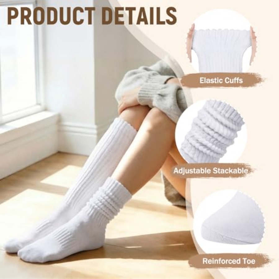 Chalier 5 Pairs Slouchy Socks  – обзор и цена Boot Sock Slouchy