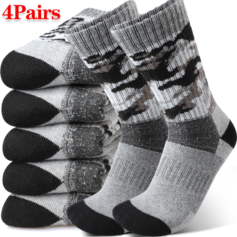 4Pairs Thick Gray Camouflage S – обзор и цена Wool Hiking Sock