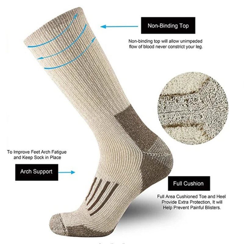 80% Wool Socks Warm Thicken Hi – обзор и цена Wool Hiking Sock