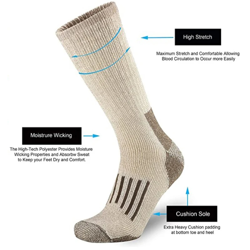 80% Wool Socks Warm Thicken Hi – обзор и цена Wool Hiking Sock