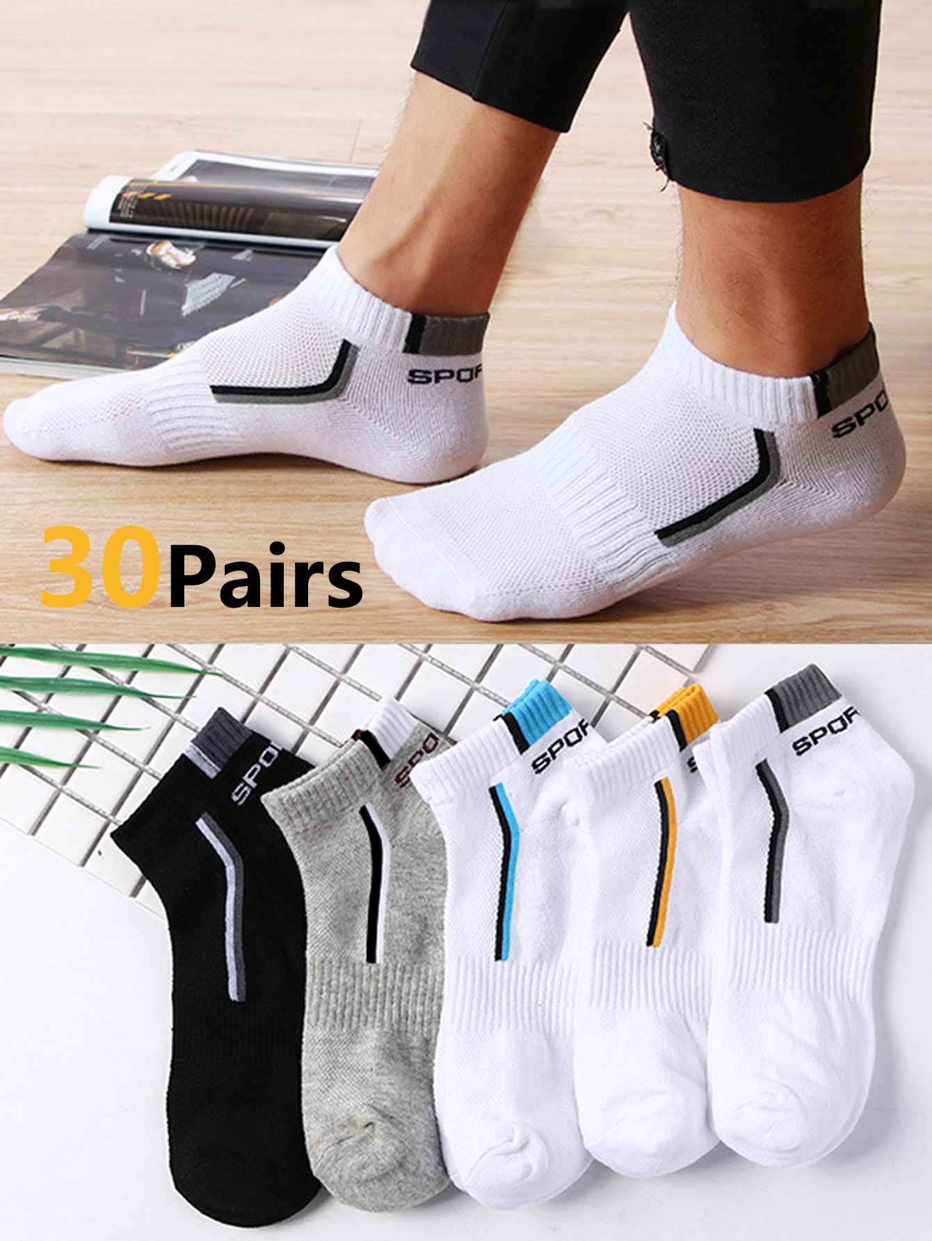 30Pairs Men's Mesh Breathable  – обзор и цена Ankle Sock Low Cut