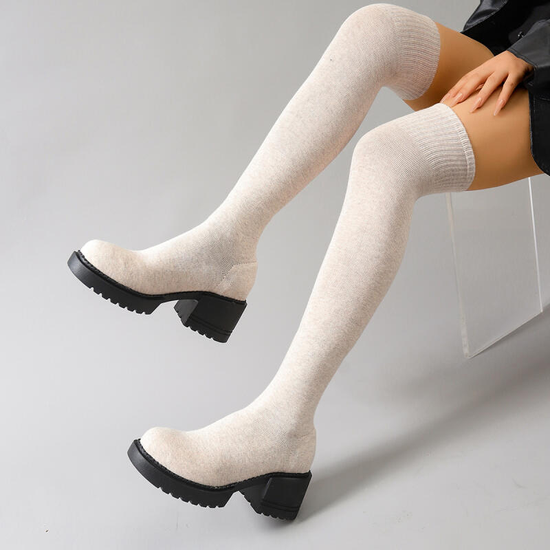 Chunky Platform Over The Knee  – обзор и цена Knee High Sock Women