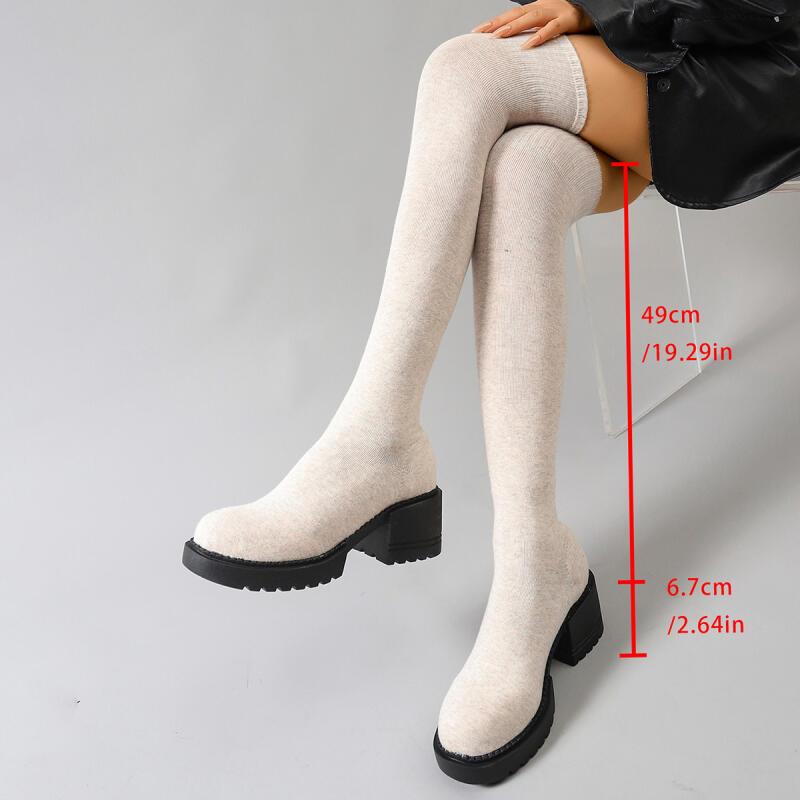 Chunky Platform Over The Knee  – обзор и цена Knee High Sock Women